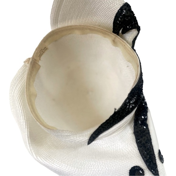 Women Black and IvorWith Black Sequin and Cream Lace Church Hat. One Size main image 4